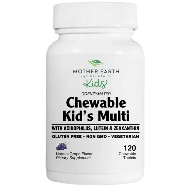 Mother Earth KIDS natural wellness collection with chewable vitamins and essential oil roll-ons.