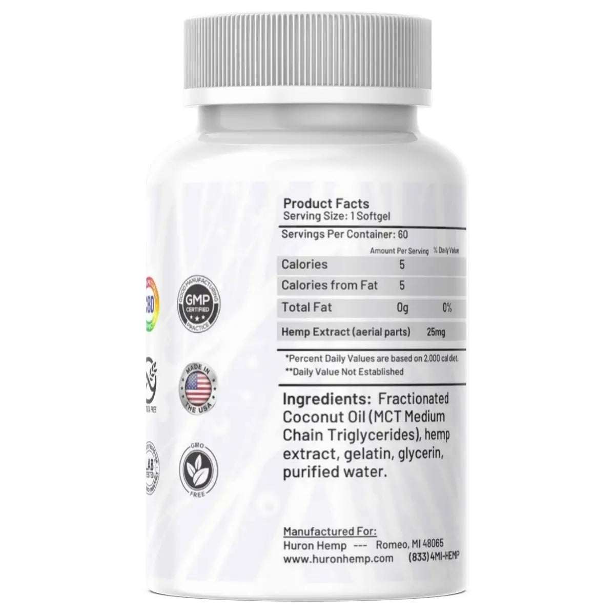 Huron Hemp Regular Strength Anytime Softgels - 25mg FSO 60ct