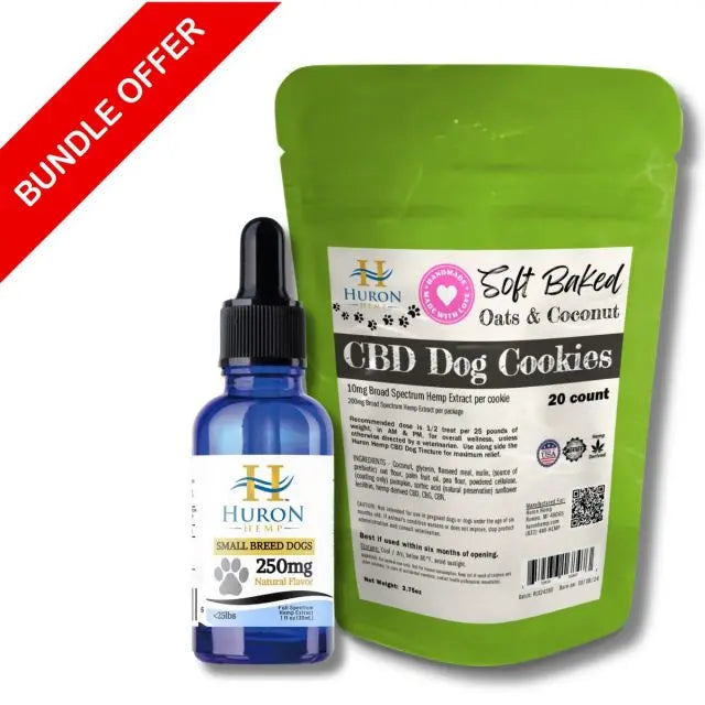 Huron Hemp™ CBD Oil Tincture & CBD Treat Bundle for Dogs - Small Breeds Under 25 lbs. My Store