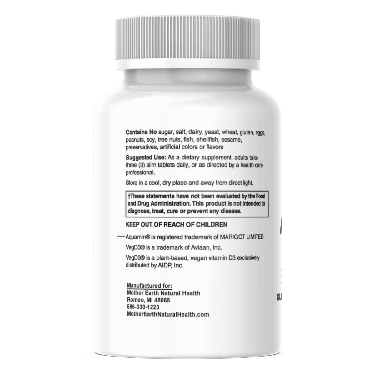 Mother Earth Supplements Algae Based Calcium Slim Tabs 90ct