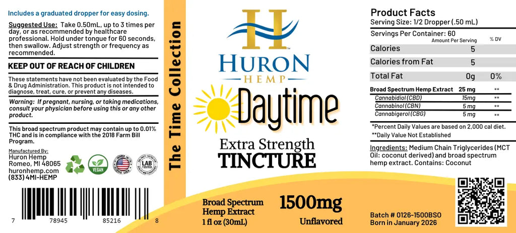 Huron Hemp™ - Daytime BSO Tincture - Extra Strength