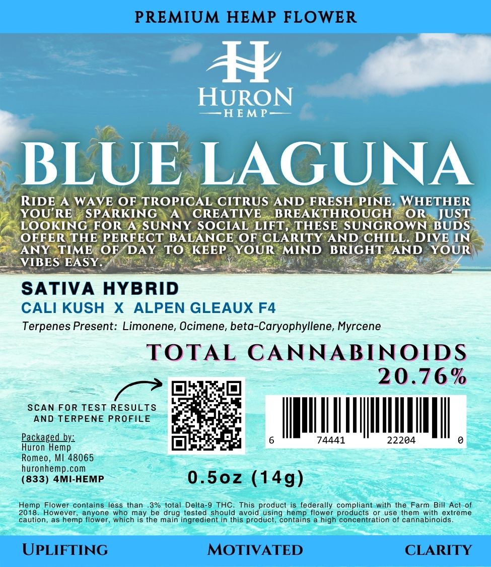 Huron Hemp™ - CBD Flower - Sativa - Blue Laguna - 14g