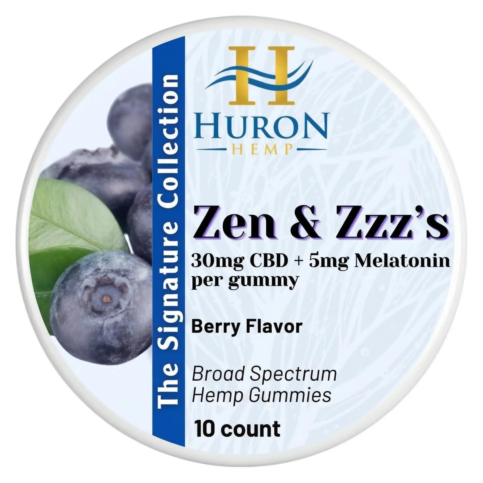 Huron Hemp Zen & Zzz’s Broad Spectrum CBD + Melatonin Gummies – 10 Count