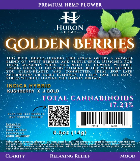 Huron Hemp™ Indica CBD Flower - Golden Berries My Store