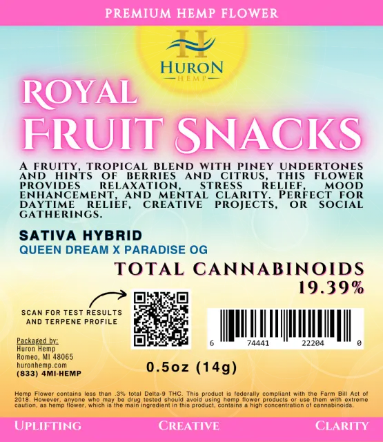 Huron Hemp™ Sativa CBD Flower - Royal Fruit Snacks My Store