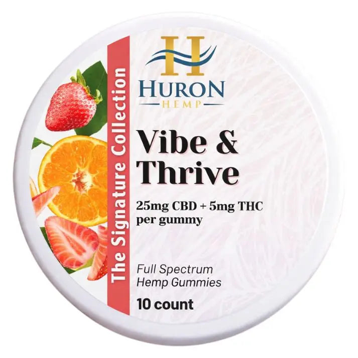 Huron Hemp™ Signature Collection - Vibe & Thrive - 5:1 Full Spectrum Gummies 10ct