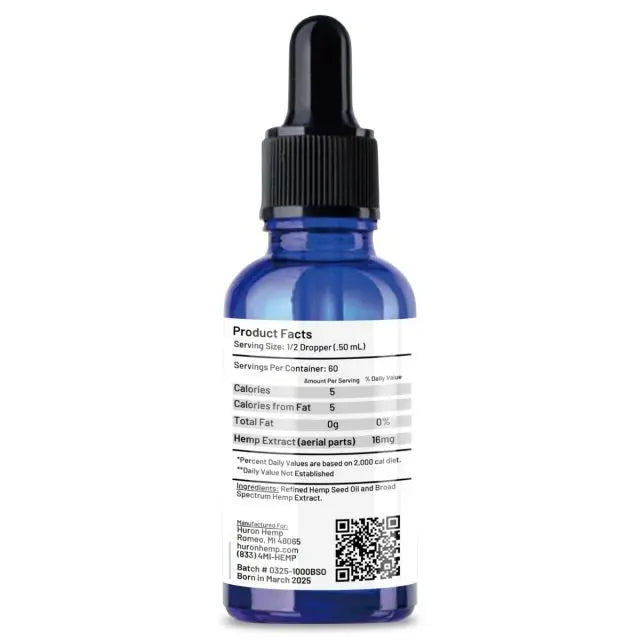 Huron Hemp™ Broad Spectrum Regular Strength 1000mg CBD Oil - Natural My Store