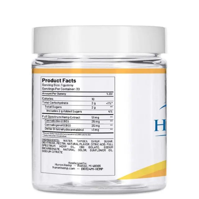 Huron Hemp™ Time Collection - Daytime 25mg CBD : 25mg CBG Full Spectrum Gummies My Store