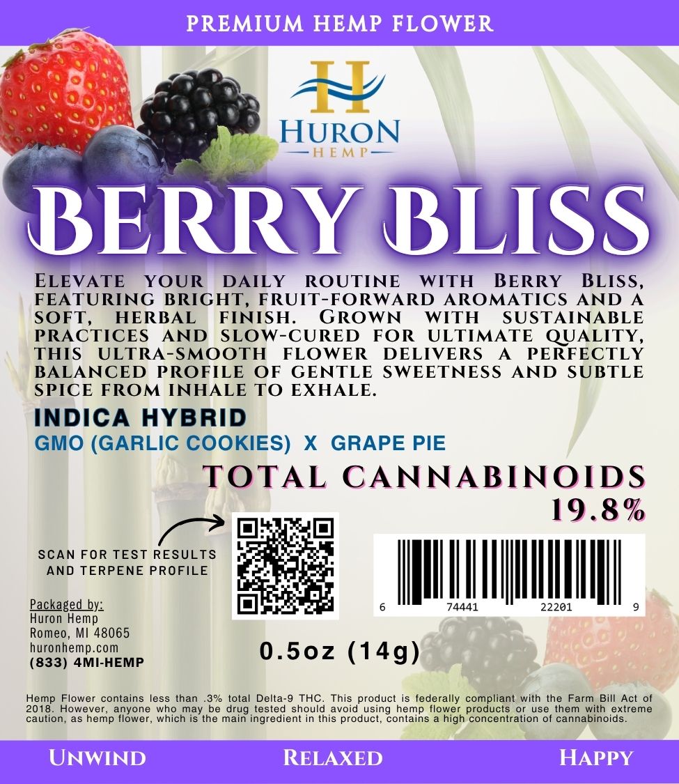 Huron Hemp™ - CBD Flower - Indica - Berry Bliss - 14g