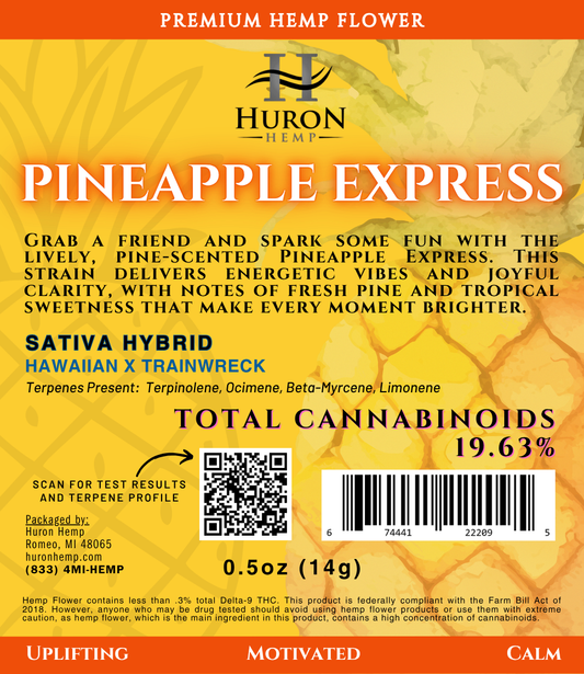Huron Hemp - CBD Flower - Sativa - Pineapple Express 14 grams Mother Earth Natural Health