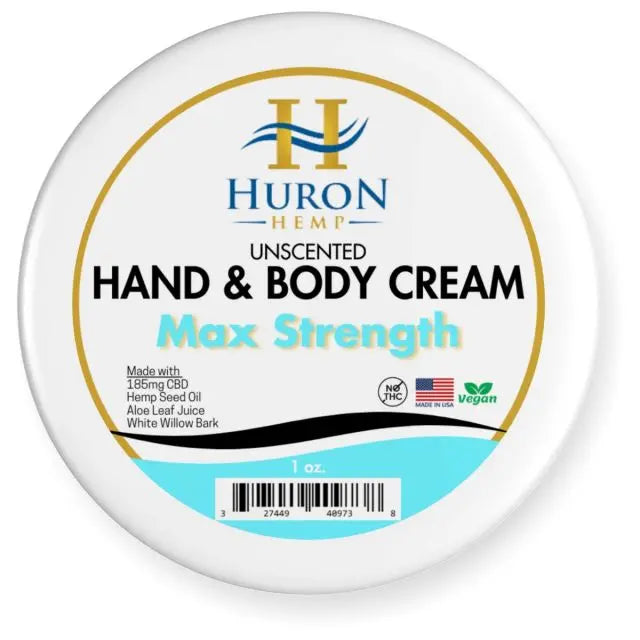 Huron Hemp™ Hand & Body Unscented CBD Cream - Max Strength - 1oz Mother Earth Natural Health