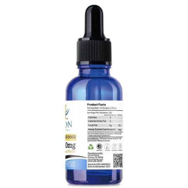 Huron Hemp™ Full Spectrum CBD Oil Tincture for Dogs - Medium Breeds 25-65 lbs. My Store