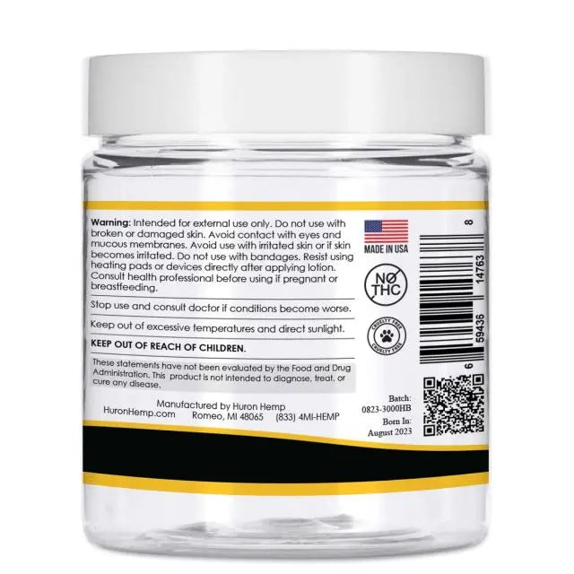 Huron Hemp™ Hand & Body Unscented CBD Cream - Athletic Strength - 4oz My Store