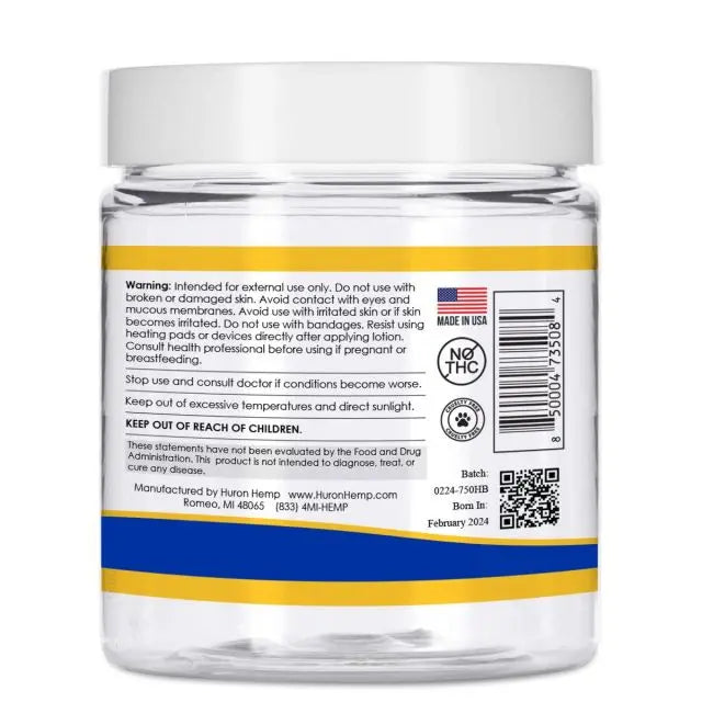 Huron Hemp™ Hand & Body Unscented CBD Cream - Max Strength - 4oz My Store