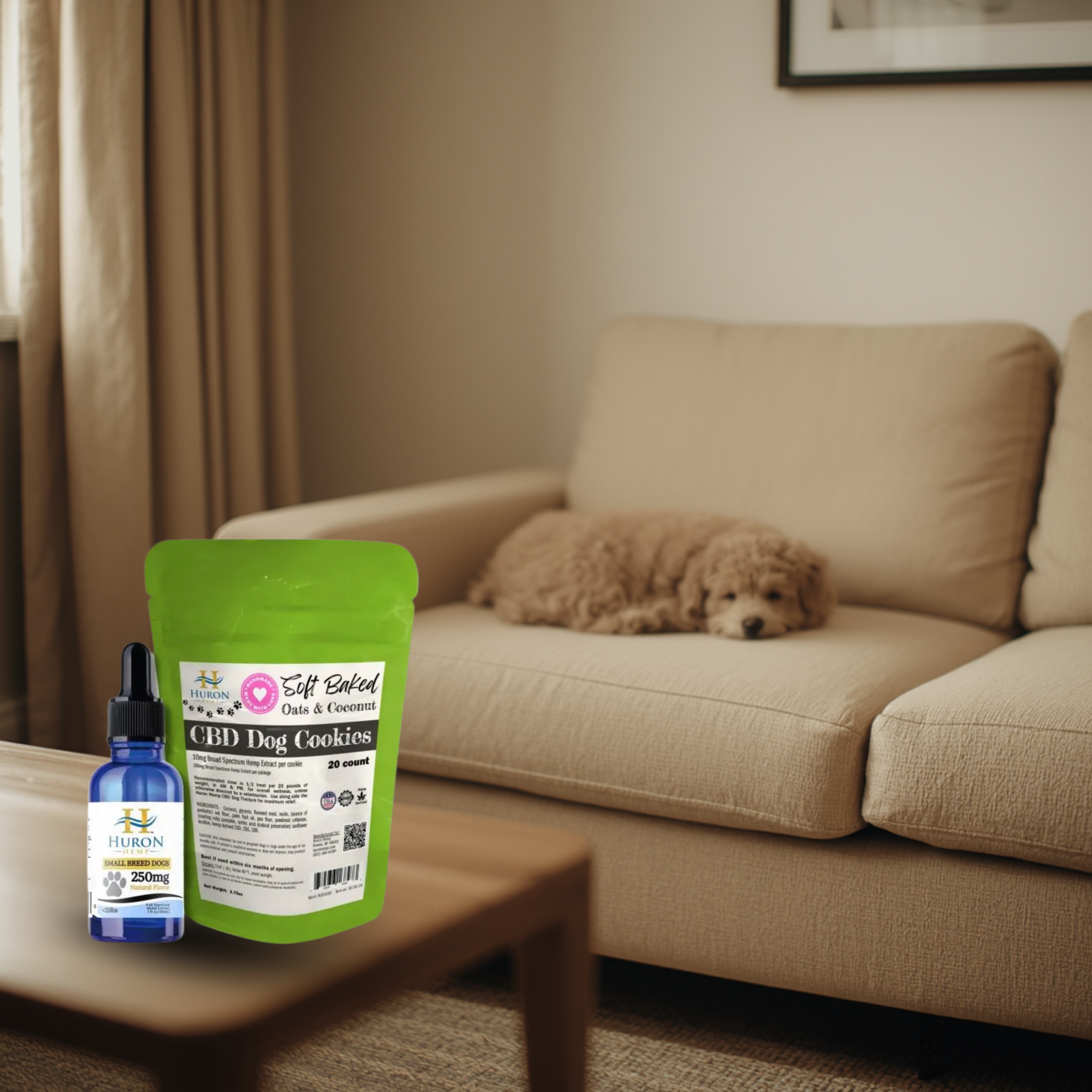Huron Hemp™ CBD Oil Tincture & CBD Treat Bundle for Dogs - Small Breeds Under 25 lbs.