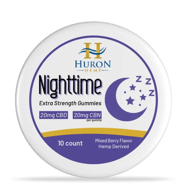Huron Hemp - CBD Gummies - Nighttime - Extra Strength - 20mg CBD : 20mg CBN - 10 Count My Store