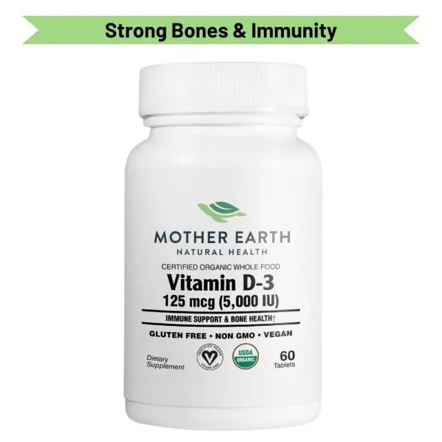 Mother Earth Supplements Organic Whole Food Vitamin D3 125mcg, 5000iu - Tablets My Store