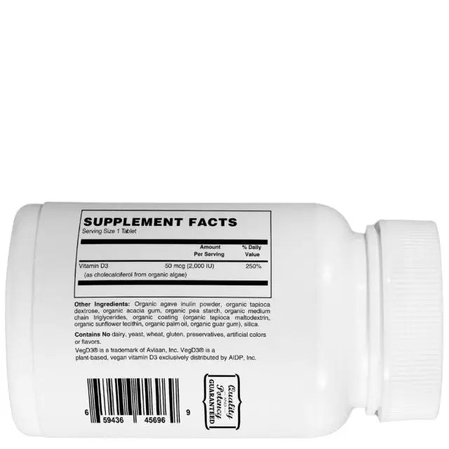 Mother Earth Supplements Organic Whole Food Vitamin D3  VegD3 50mcg, 2000iu - Tablets My Store