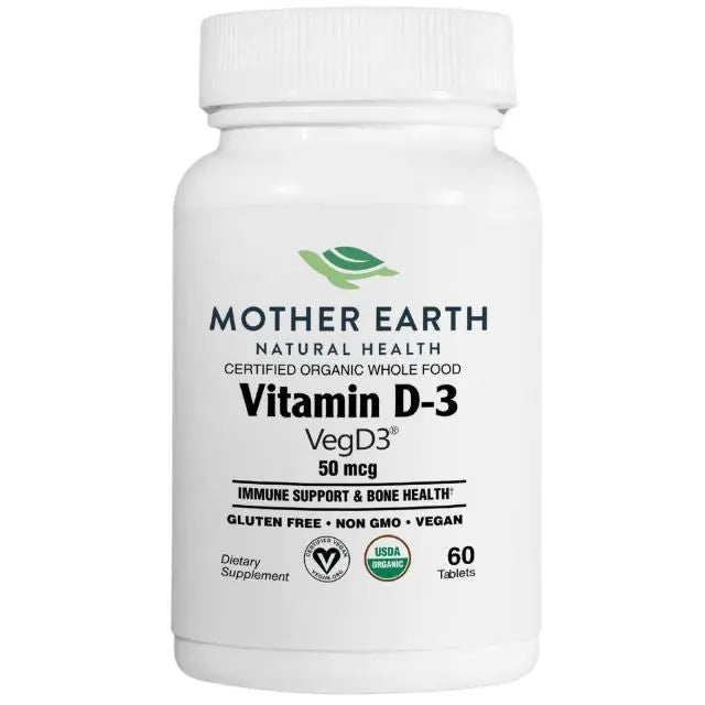 Mother Earth Supplements Organic Whole Food Vitamin D3  VegD3 50mcg, 2000iu - Tablets My Store