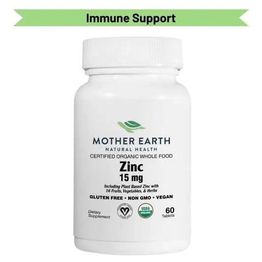 Mother Earth Supplements Organic Whole Food Zinc 15mg - Tablets My Store