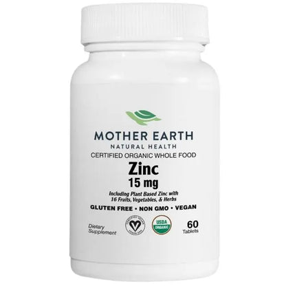Mother Earth Supplements Organic Whole Food Zinc 15mg - Tablets My Store