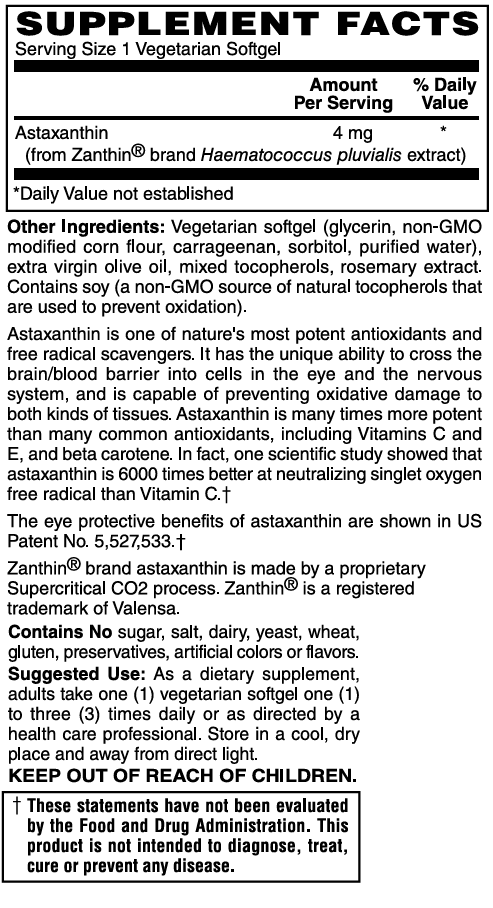 Mother Earth Supplements Astaxanthin 4mg - Softgels