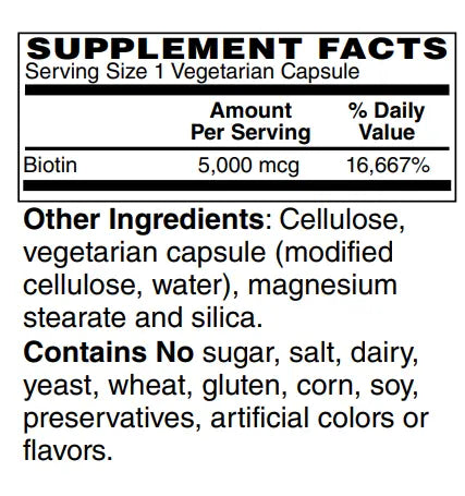 Mother Earth Supplements Biotin 5000mcg - Capsules My Store