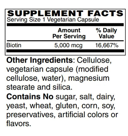 Mother Earth Supplements Biotin 5000mcg - Capsules My Store