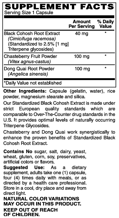 Mother Earth Supplements Black Cohosh Extract Plus - 120 Capsules