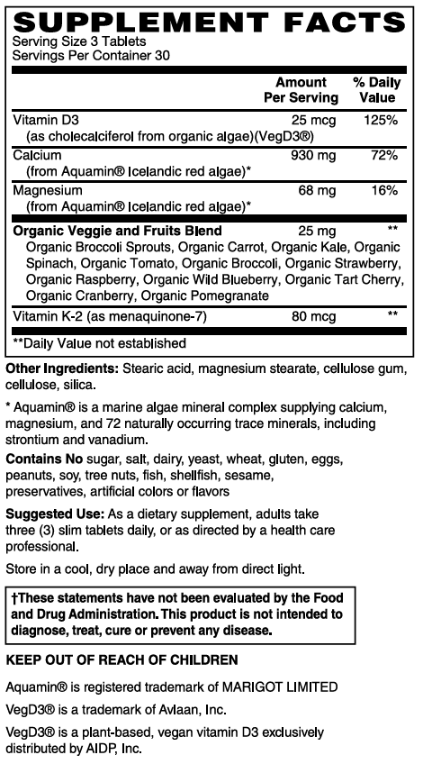 Mother Earth Supplements Algae Based Calcium Slim Tabs 90ct