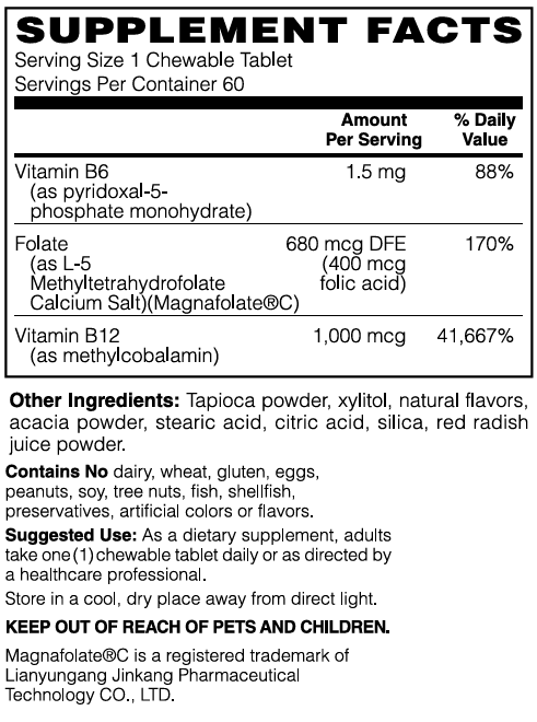 Mother Earth Supplements Coenzymated B-12, Folate & B-6 - Chewable Tablets