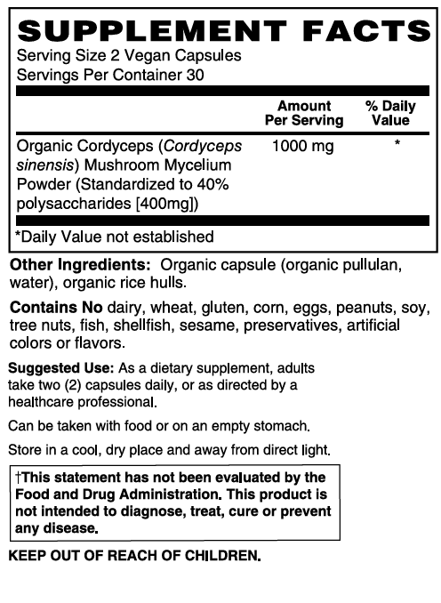 CruCare Functional Mushrooms - Organic Cordyceps Capsules