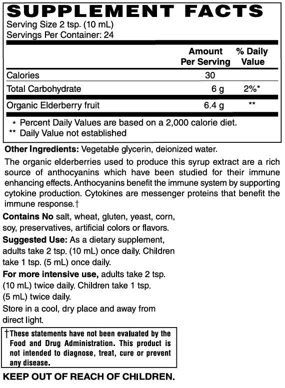 Mother Earth Supplements Elderberry Syrup - Liquid 8oz