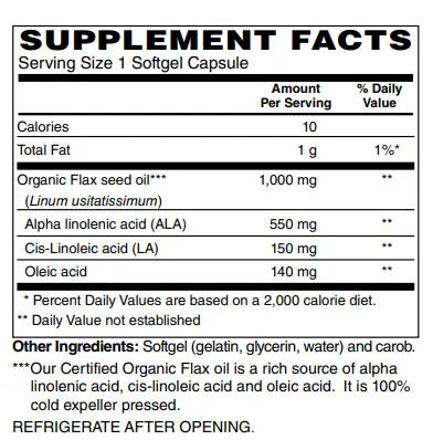 Mother Earth Supplements Flax Oil 1000mg - Softgels My Store