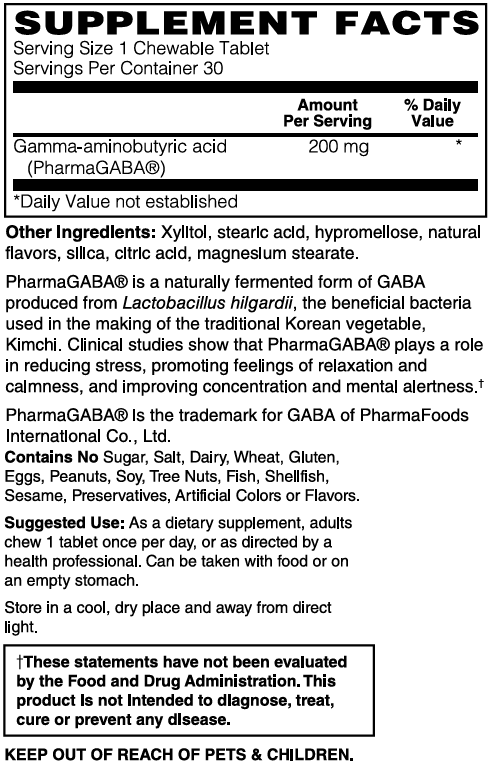 Mother Earth Supplements Gaba 200mg - Chewable Tablets