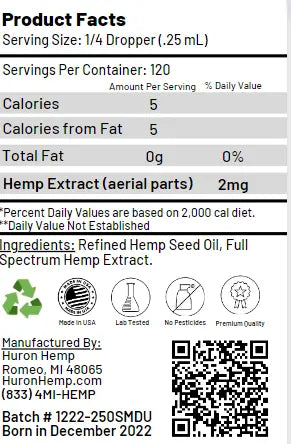 Huron Hemp™ Full Spectrum CBD Oil Tincture for Dogs - Small Breeds Under 25 lbs. My Store