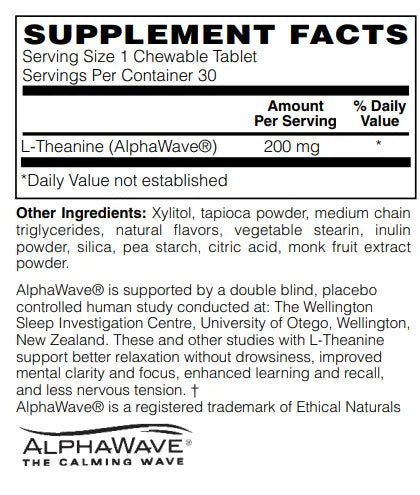 Mother Earth Supplements L-Theanine 200mg - Chewable Tablets My Store