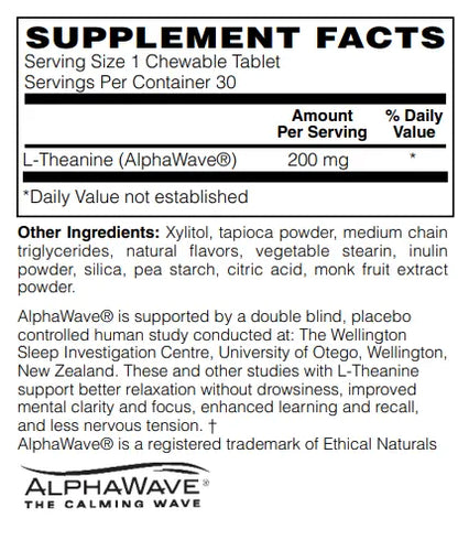 Mother Earth Supplements L-Theanine 200mg - Chewable Tablets My Store