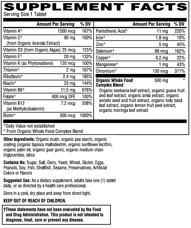Mother Earth Supplements Organic Once Daily Men's Multivitamin 30ct