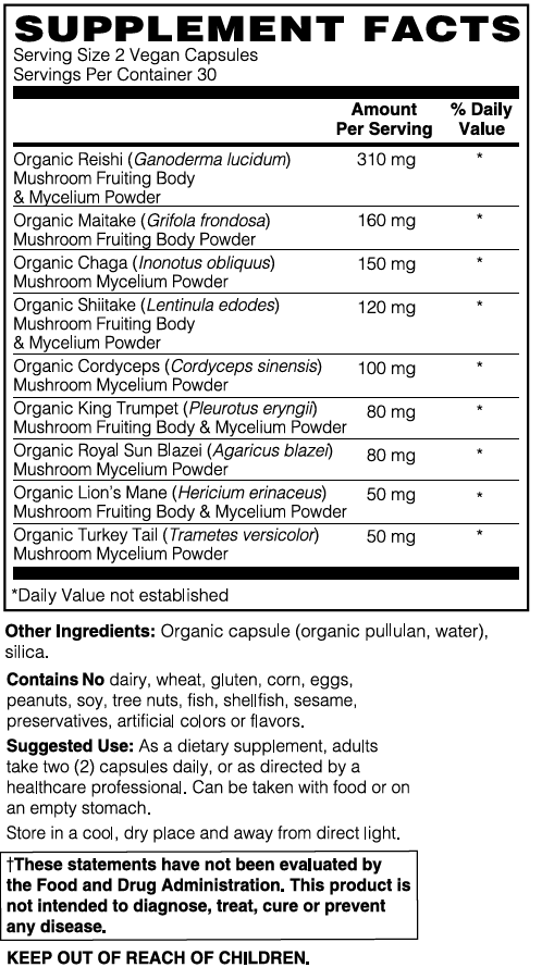CruCare Functional Mushrooms - Organic Immune Support Blend Capsules