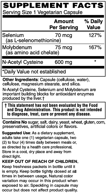 Mother Earth Supplements NAC 600 Plus 60ct
