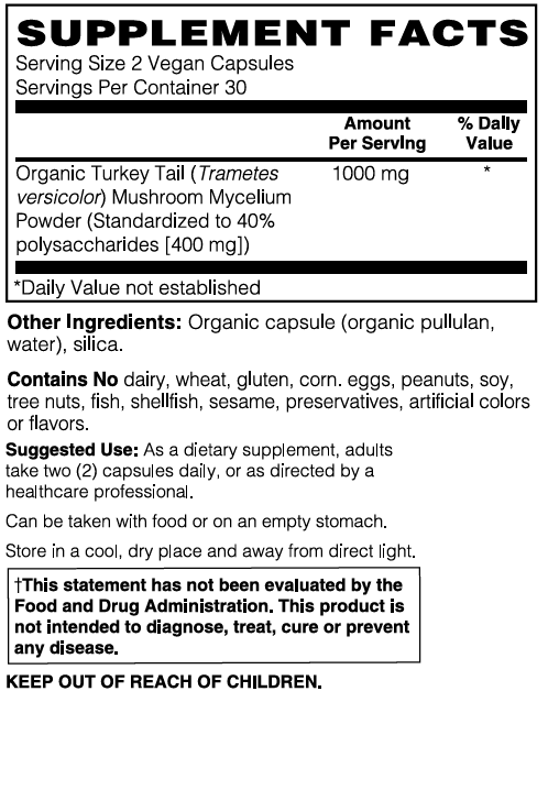 CruCare Functional Mushrooms - Organic Turkey Tail Capsules