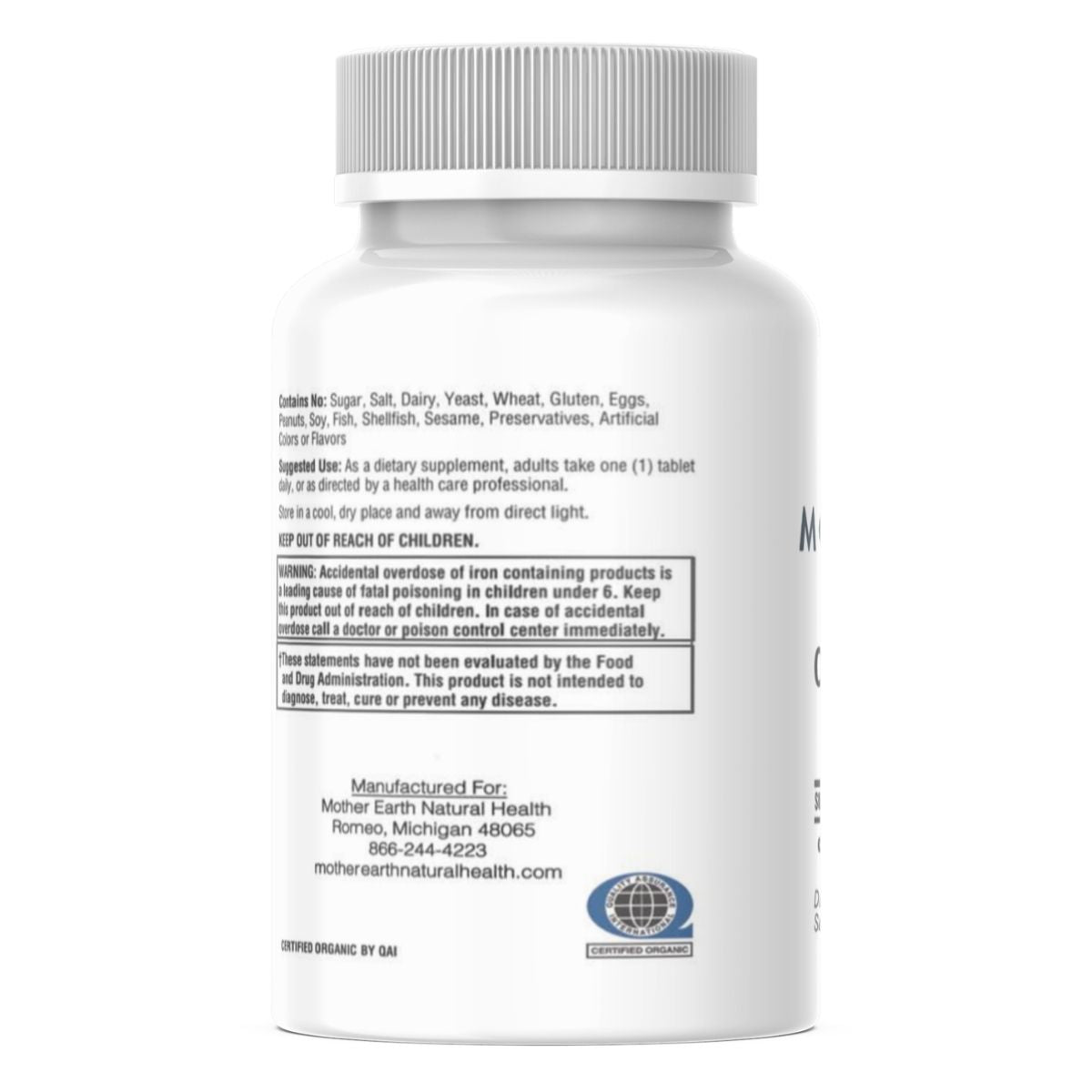 Mother Earth Supplements Organic Once Daily Women's Multivitamin - Tablets