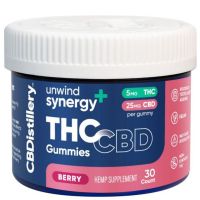 CBDistillery - Unwind Synergy+ CBD & THC 5:1 Gummies – 25mg CBD + 5mg THC / 30 count