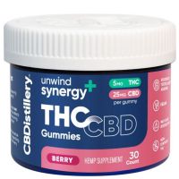 CBDistillery - Unwind Synergy+ CBD & THC 5:1 Gummies – 25mg CBD + 5mg THC / 30 count