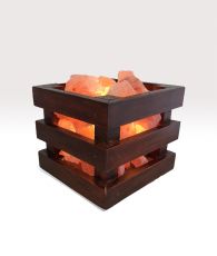 Himalayan Salt Lamp - Specialty - Washitsu Square Wooden Basket