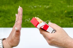 Non-smoker declining a cigarette